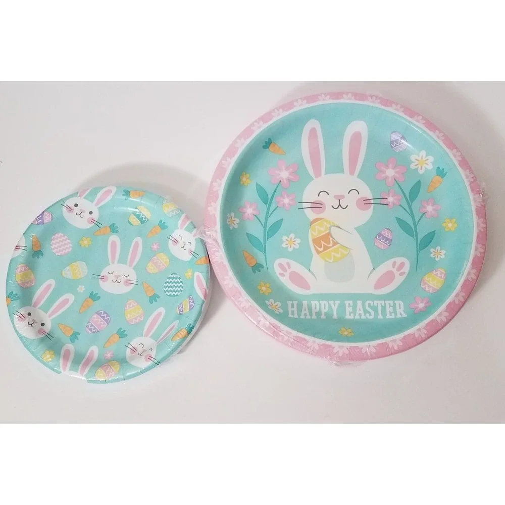 Easter Bunny Love 20ct Banquet Plates 32ct Lunch‎ Plates & 30ct Napkins Set NEW